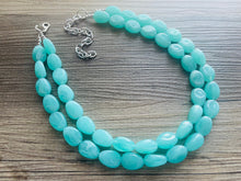 Load image into Gallery viewer, SpearMint 2 strand Statement Necklace, Chunky Beaded Necklace, Mint Green Jewelry, Spring Jewelry, green thick Necklace, green beaded mint