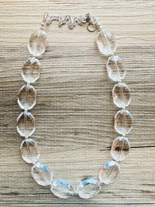 Single Strand Clear Crystal Statement Necklace, clear jewelry, resin necklace, resin jewelry set, resin earrings, wedding jewelry