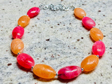 Load image into Gallery viewer, Deep Pink &amp; Orange Single Statement Necklace, Chunky Jewelry Big Beaded Necklace, hot pink Necklace, magenta Jewelry bubble earrings