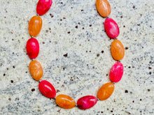 Load image into Gallery viewer, Deep Pink &amp; Orange Single Statement Necklace, Chunky Jewelry Big Beaded Necklace, hot pink Necklace, magenta Jewelry bubble earrings