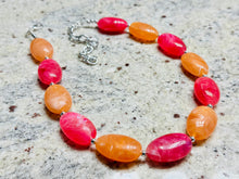 Load image into Gallery viewer, Deep Pink &amp; Orange Single Statement Necklace, Chunky Jewelry Big Beaded Necklace, hot pink Necklace, magenta Jewelry bubble earrings