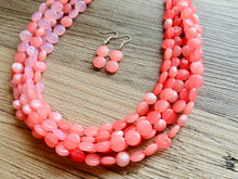 Load image into Gallery viewer, Barbs Pink Premiere Necklace, Bubblegum blush coral Pink chunky bib beaded jewelry, color block wedding bridesmaid bib jewelry 5 strand