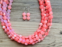 Load image into Gallery viewer, Barbs Pink Premiere Necklace, Bubblegum blush coral Pink chunky bib beaded jewelry, color block wedding bridesmaid bib jewelry 5 strand