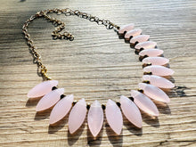 Load image into Gallery viewer, Blush Pink Natural Gemstone Necklace, single strand jewelry, big beaded chunky geometric statement necklace, gold spiky glass beaded collar