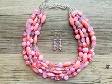 Load image into Gallery viewer, Sweetheart Chunky Pink Statement Necklace, multi strand bright jewelry, chunky statement necklace, hot pink necklace, blush pink necklace