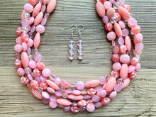 Load image into Gallery viewer, Sweetheart Chunky Pink Statement Necklace, multi strand bright jewelry, chunky statement necklace, hot pink necklace, blush pink necklace