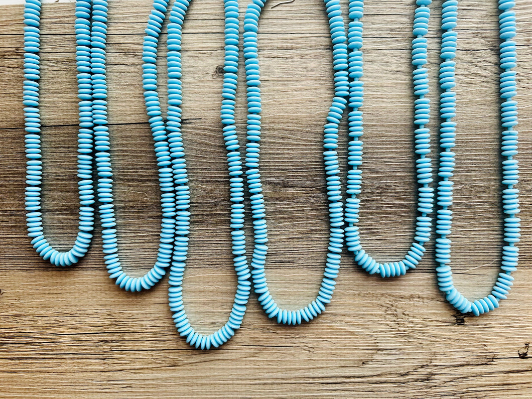 Vintage Baby Blue Single Strand Statement Necklace, Chunky Blue Oval Beaded Bib Jewelry, blue jewelry, light blue geometric long silver