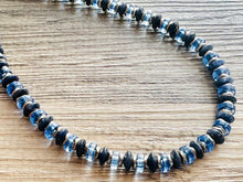 Load image into Gallery viewer, Silver Americana Necklace, Single Strand Statement Jewelry, periwinkle navy blue Chunky bib bridesmaid jewelry necklace beaded agate