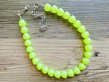 Load image into Gallery viewer, Gumdrop Bead Apple Green Necklace, Single Strand Statement Jewelry, light green Chunky bib bridesmaid everyday bubble jewelry earrings