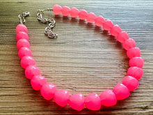 Load image into Gallery viewer, Gumdrop Bead Pink Necklace, Single Strand Statement Jewelry, hot pink Chunky bib bridesmaid everyday bubble jewelry earrings