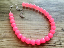 Load image into Gallery viewer, Gumdrop Bead Pink Necklace, Single Strand Statement Jewelry, hot pink Chunky bib bridesmaid everyday bubble jewelry earrings