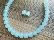 Load image into Gallery viewer, Gumdrop Bead Light Blue Necklace, Single Strand Statement Jewelry, periwinkle Chunky bib bridesmaid everyday bubble jewelry earrings