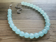 Load image into Gallery viewer, Gumdrop Bead Light Blue Necklace, Single Strand Statement Jewelry, periwinkle Chunky bib bridesmaid everyday bubble jewelry earrings