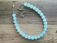 Load image into Gallery viewer, Gumdrop Bead Light Blue Necklace, Single Strand Statement Jewelry, periwinkle Chunky bib bridesmaid everyday bubble jewelry earrings