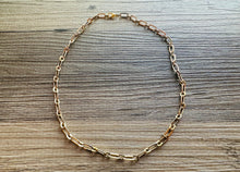 Load image into Gallery viewer, Skinny Strand Layering Necklace, Metallic gold Jewelry, Neutral holiday Jewelry, single metal strand chunky statement beaded jewels chain