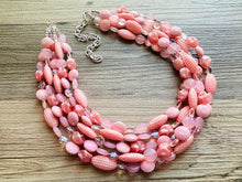 Load image into Gallery viewer, Sweetheart Chunky Pink Statement Necklace, multi strand bright jewelry, chunky statement necklace, hot pink necklace, blush pink necklace
