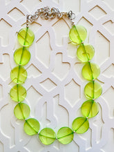 Load image into Gallery viewer, Lime Apple Green Necklace, Single Strand Statement Jewelry, light green Chunky bib bridesmaid everyday bubble jewelry earrings