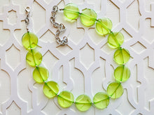 Load image into Gallery viewer, Lime Apple Green Necklace, Single Strand Statement Jewelry, light green Chunky bib bridesmaid everyday bubble jewelry earrings