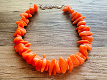 Load image into Gallery viewer, Orange Geometric Single Strand Big Beaded Statement Necklace, orange Jewelry, orange beaded necklace, orange bridesmaid necklace jewelry