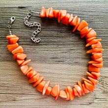 Load image into Gallery viewer, Orange Geometric Single Strand Big Beaded Statement Necklace, orange Jewelry, orange beaded necklace, orange bridesmaid necklace jewelry