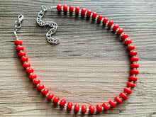 Load image into Gallery viewer, Big Bead red Necklace, Howlite Single Strand Statement Jewelry, bright lipstick red Chunky bib bridesmaid, red jewelry, red necklace beaded