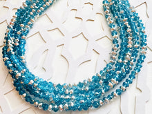 Load image into Gallery viewer, Turquoise &amp; Silver Ombré Glass Chunky Statement Necklace, silver bib necklace, aqua turquoise blue green, wedding bridesmaid chunky