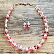 Load image into Gallery viewer, Sweetheart blush pink Single Strand Big Beaded Statement Necklace, pink Jewelr, pink beaded necklace, bridesmaid necklace, Valentine