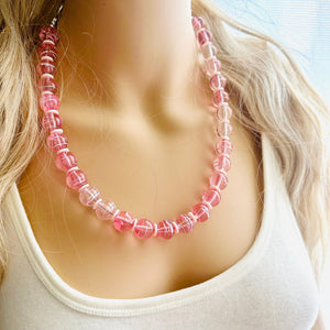 Sweetheart blush pink Single Strand Big Beaded Statement Necklace, pink Jewelry, pink beaded necklace, bridesmaid necklace, Valentine