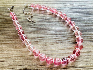 Sweetheart blush pink Single Strand Big Beaded Statement Necklace, pink Jewelry, pink beaded necklace, bridesmaid necklace, Valentine