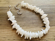 Load image into Gallery viewer, White Spikey Chunky Statement Necklace single Strand Beaded jewelry, bridesmaid bib wedding, white bubble necklace resin