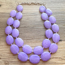 Load image into Gallery viewer, Purple Paradise chunky statement necklace, lavender big bead jewelry gifts for women, bib jewelry Multi-Strand necklace beaded