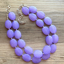 Load image into Gallery viewer, Purple Paradise chunky statement necklace, lavender big bead jewelry gifts for women, bib jewelry Multi-Strand necklace beaded