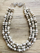 Load image into Gallery viewer, She Has Arrived chunky statement necklace, silver gray big bead jewelry gifts for women, bib jewelry Multi-Strand beaded rhinestone diamond
