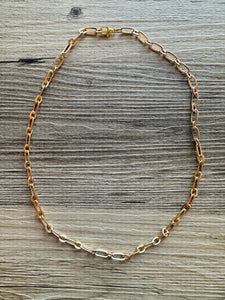 Skinny Strand Layering Necklace, Metallic gold Jewelry, Neutral holiday Jewelry, single metal strand chunky statement beaded jewels chain