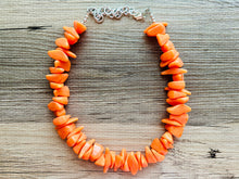 Load image into Gallery viewer, Orange Geometric Single Strand Big Beaded Statement Necklace, orange Jewelry, orange beaded necklace, orange bridesmaid necklace jewelry