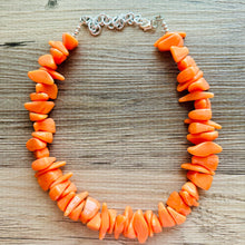 Load image into Gallery viewer, Orange Geometric Single Strand Big Beaded Statement Necklace, orange Jewelry, orange beaded necklace, orange bridesmaid necklace jewelry