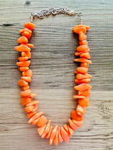 Load image into Gallery viewer, Orange Geometric Single Strand Big Beaded Statement Necklace, orange Jewelry, orange beaded necklace, orange bridesmaid necklace jewelry