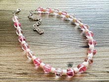 Load image into Gallery viewer, Sweetheart blush pink Single Strand Big Beaded Statement Necklace, pink Jewelr, pink beaded necklace, bridesmaid necklace, Valentine