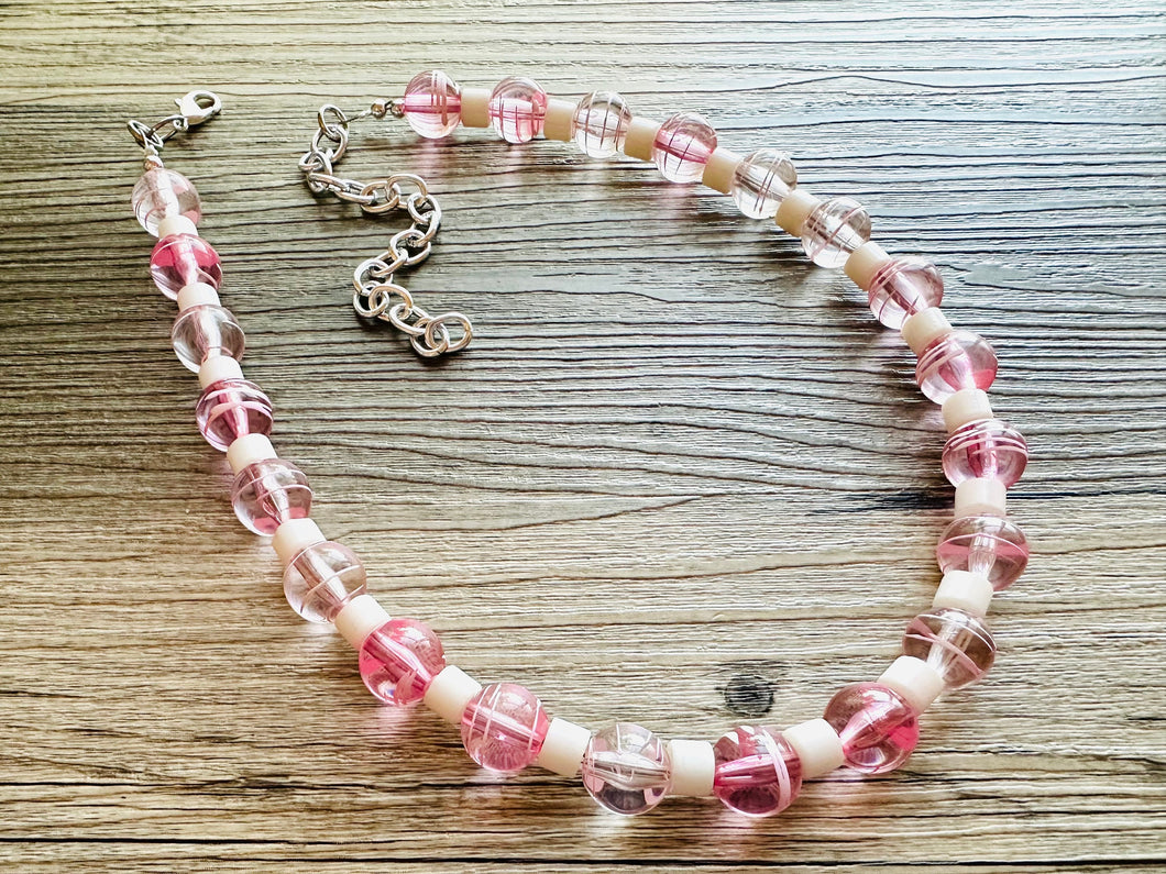 Sweetheart blush pink Single Strand Big Beaded Statement Necklace, pink Jewelr, pink beaded necklace, bridesmaid necklace, Valentine