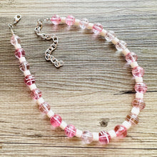 Load image into Gallery viewer, Sweetheart blush pink Single Strand Big Beaded Statement Necklace, pink Jewelr, pink beaded necklace, bridesmaid necklace, Valentine