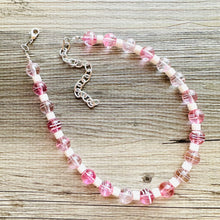 Load image into Gallery viewer, Sweetheart blush pink Single Strand Big Beaded Statement Necklace, pink Jewelr, pink beaded necklace, bridesmaid necklace, Valentine