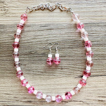 Load image into Gallery viewer, Sweetheart blush pink Single Strand Big Beaded Statement Necklace, pink Jewelr, pink beaded necklace, bridesmaid necklace, Valentine