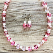 Load image into Gallery viewer, Sweetheart blush pink Single Strand Big Beaded Statement Necklace, pink Jewelr, pink beaded necklace, bridesmaid necklace, Valentine