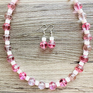 Sweetheart blush pink Single Strand Big Beaded Statement Necklace, pink Jewelr, pink beaded necklace, bridesmaid necklace, Valentine