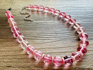 Sweetheart blush pink Single Strand Big Beaded Statement Necklace, pink Jewelry, pink beaded necklace, bridesmaid necklace, Valentine