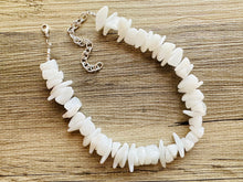 Load image into Gallery viewer, White Spikey Chunky Statement Necklace single Strand Beaded jewelry, bridesmaid bib wedding, white bubble necklace resin