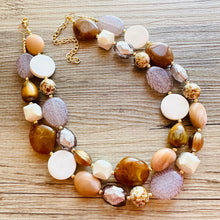 Load image into Gallery viewer, Cold Foam Mocha Coffee chunky necklace, brown beaded jewelry, resin beaded necklace, brown beaded necklace, cinnamon necklace tan champagne