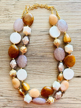 Load image into Gallery viewer, Cold Foam Mocha Coffee chunky necklace, brown beaded jewelry, resin beaded necklace, brown beaded necklace, cinnamon necklace tan champagne