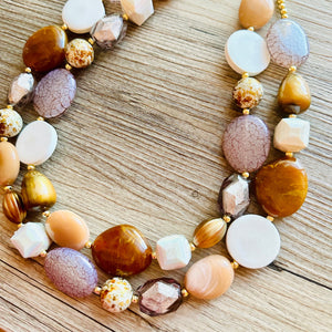 Cold Foam Mocha Coffee chunky necklace, brown beaded jewelry, resin beaded necklace, brown beaded necklace, cinnamon necklace tan champagne