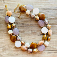 Load image into Gallery viewer, Cold Foam Mocha Coffee chunky necklace, brown beaded jewelry, resin beaded necklace, brown beaded necklace, cinnamon necklace tan champagne